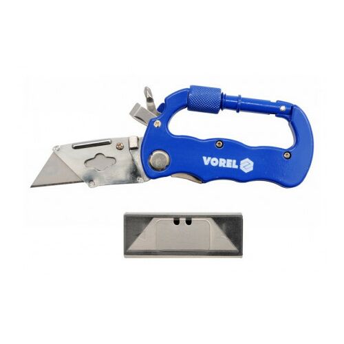 VOREL Zsebkés trapéz pengével, alu karabinerrel