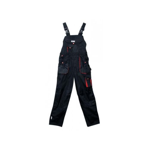 YATO Duero XXL Arbeitslatzhose, schwarz mit roten Akzenten, 11 Taschen
