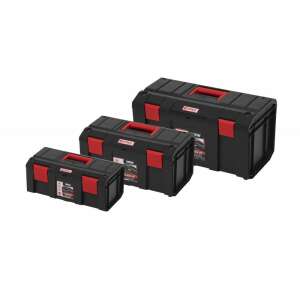 QBRICK REGULAR 3-in-1 Werkzeugkoffer-Set, schwarz mit roten Akzenten, zeigt drei verschiedene Größen - Qbrick System