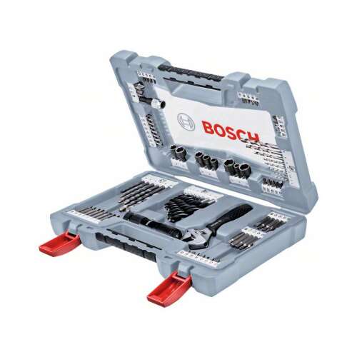 Bosch 91 piece drill bit and screwdriver bit set in a carrying case