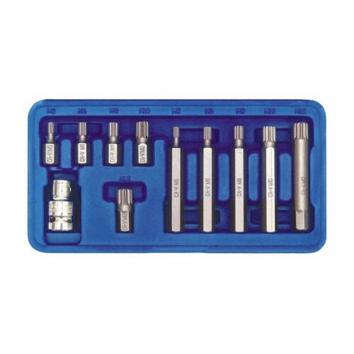 Set biți Spline VOREL, 11 piese, M5-M12, în cutie albastră