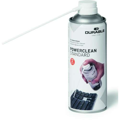 Durable POWERCLEAN STANDARD 400 ml Druckluft-Spray mit Verlängerungsschlauch, zum Reinigen von Tastaturen, Elektronik und mehr