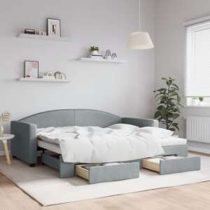 vidaXL light grey pull-out sofa bed with drawers, convertible daybed for living room or guest room - VidaXL Sofa