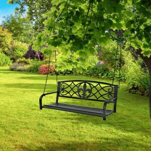 Závesná záhradná lavička Abea #čierna 32434403 Záhrada