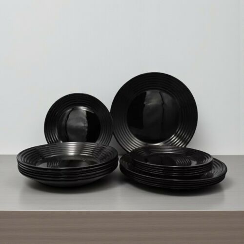 Luminarc Harena Fekete Üveg Étkészlet - 18 részes