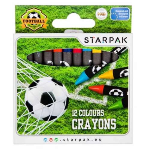 Starpak 12 színű foci zsírkréta készlet, foci témájú zsírkréták gyerekeknek