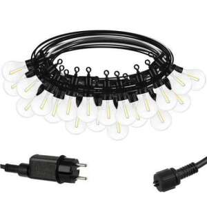 10 méteres 24V IP44 kültéri fényfüzér 20 meleg fehér LED izzóval - Nonbrand Fényfüzér