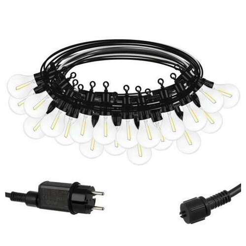 10 méteres 24V IP44 kültéri fényfüzér 20 meleg fehér LED izzóval