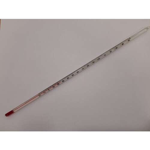 Glasthermometer -20 bis +150 Grad Celsius, 1 Grad-Einteilung, rote Flüssigkeit, 300 mm lang
