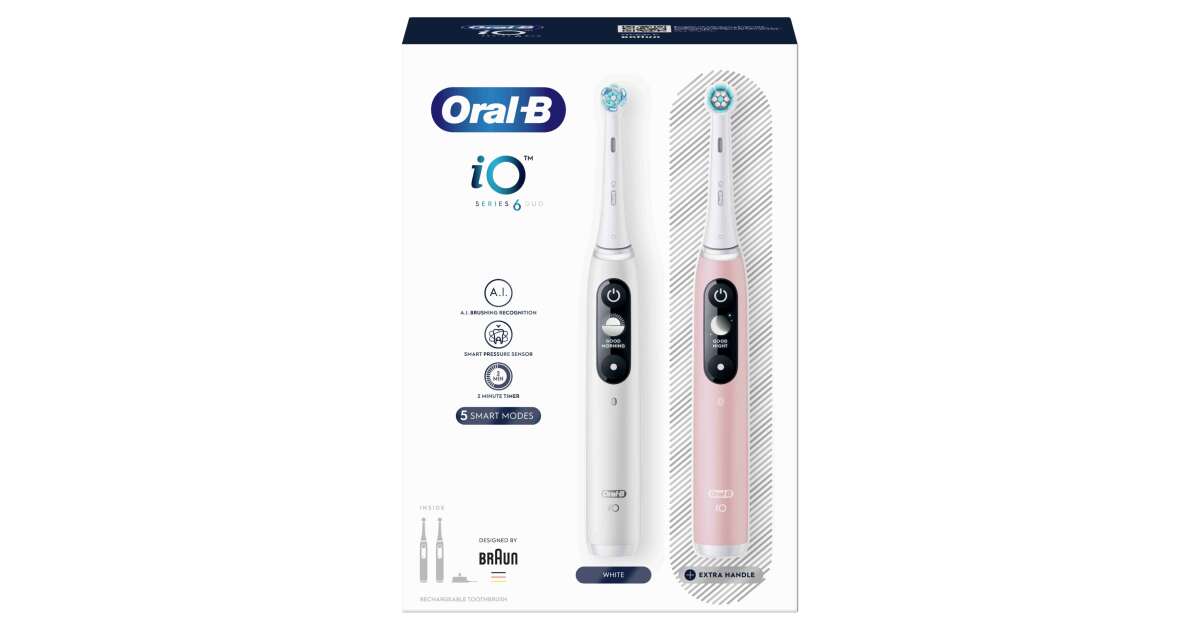 Oral-B iO Series 6 Electric Toothbrush Set, White-Pink | Pepita.com