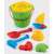 MARIOINEX sand bucket with accessories, yellow bucket with green lid, shovel, rake, molds, sailboat