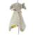 Grey elephant sensory toy with colorful tags and a star-shaped teether, perfect for babies
