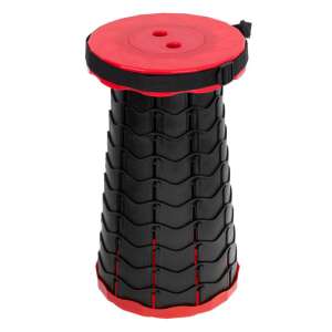 Red telescopic folding stool, portable camping chair, lightweight and compact
