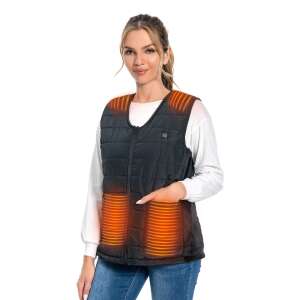 Dollcini Vestă elegantă încălzită pentru femei Vestă de iarnă Vestă interioară cu 9 zone încălzite Cu sistem de încălzire USB Jachetă izolată electrică rezistentă la vânt Negru 2XL