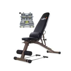 Zoco Body Fit multifunction weight bench with adjustable incline, resistance bands, and dumbbell set - Workout Bench