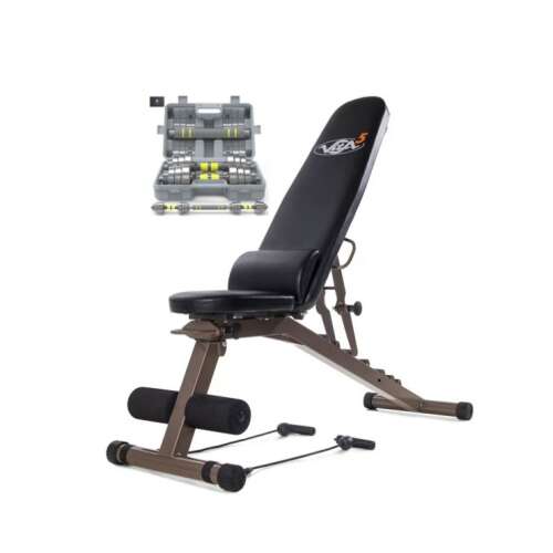 Zoco Body Fit multifunction weight bench with adjustable incline, resistance bands, and dumbbell set