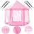 Springos pink play tent with white polka dots, 135cm, for kids, with poles and details