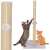 Springos cat scratching post with a hanging toy, grey base, cats playing