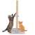 Springos cat scratching post with a hanging toy, grey base, cats playing