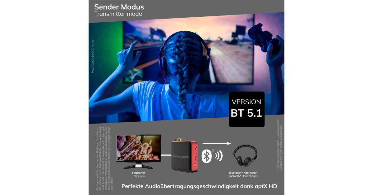 Sandberg Bluetooth Adapter - Bluetooth Audio Link 2in1 TxRx (Bluetooth 5.1,  3,5 mm Klinke, Empfänger/Sender, schwarz)