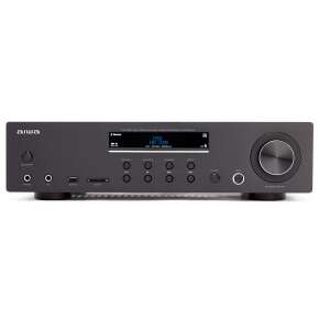 Aiwa AMU-120BTBK stereo amplifier with Bluetooth, USB and SD card input, front view - Amplifier