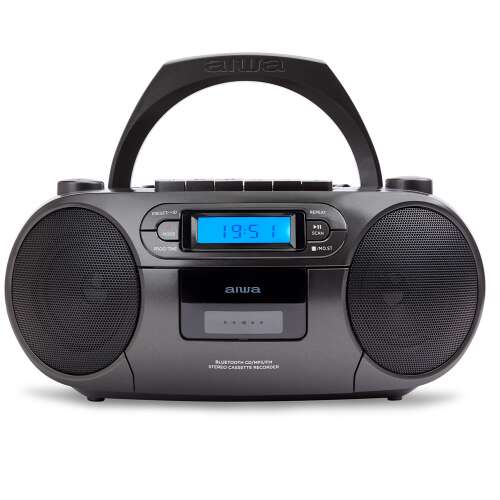 Aiwa BBTC-550BK Tragbarer CD-Kassetten-Boombox mit Bluetooth, schwarz