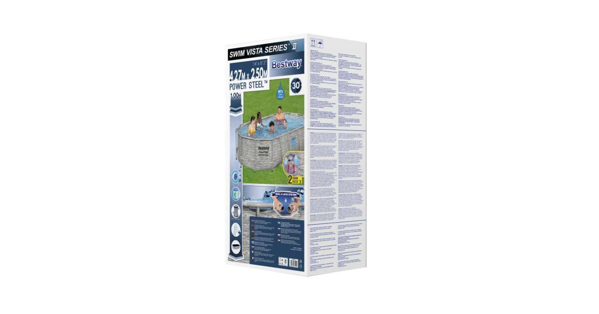 Bestway 56714 fémvázas medence, ovális, 427 x 250 x 100 cm | Pepita.hu