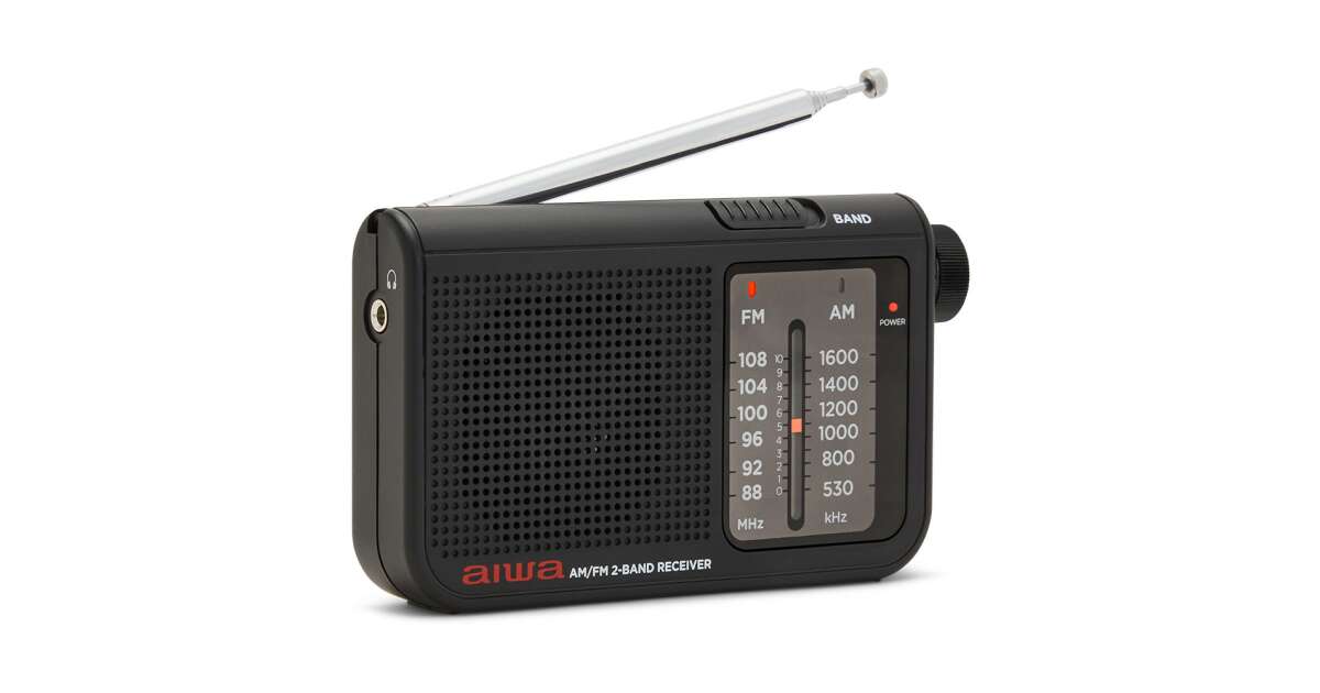 Aiwa RS-55BK Klasický malý rádioprijímač s textilným puzdrom a kovovými slúchadlami 75378143