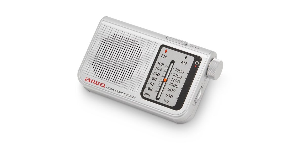 Aiwa RS-55SL Klasický malý rádioprijímač s textilným puzdrom a kovovými slúchadlami 75378213