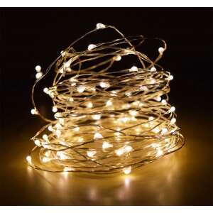 LED Fényfüzér 50db izzóval , elemes , Meleg fehér