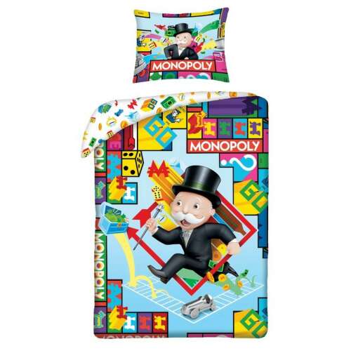 Monopoly Bettwäsche-Set, Bettbezug und Kissenbezug mit Mr. Monopoly