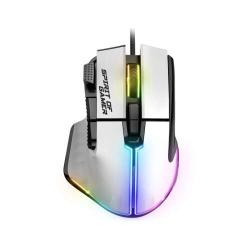 Herná myš Spirit of Gamer Pro-M5 RGB Arctic White, 12800 DPI, 8 programovateľných tlačidiel, RGB podsvietenie