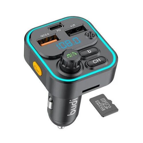 Budi Bluetooth FM Transzmitter - 2 USB Porttal és LED Világítással