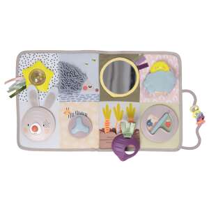 Развиващ център за дейности Taf Toys, многосензорна постелка за игра с лице на зайче, огледало и различни текстури за бебета - Бебе & Малко дете