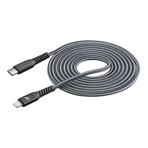 CELLULARLINE Type-C - Lightning kábel, 120cm, fekete, gyors töltés, kevlár bevonat