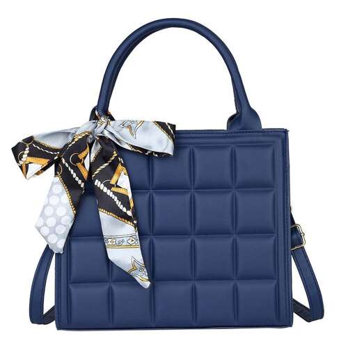 Blaue gesteppte PU-Leder Handtasche mit verstellbarem Riemen, Dollcini