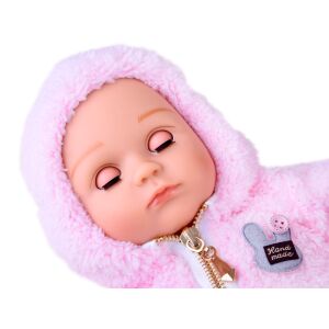 Nahaufnahme des Gesichts der Baba 43 cm Babypuppe mit rosa Kapuzenjacke - Nonbrand Baba