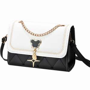 Geantă crossbody pentru femei Dollcini, din piele PU neagră și albă, curea cu lanț, geantă mică - Dollcini