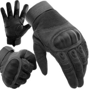 Trizand tactical gloves, black, size L, collage of different angles - Trizand