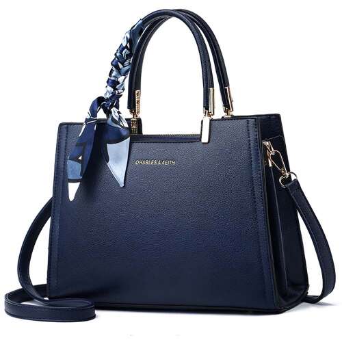 Kék Charles & Keith PU bőr kézitáska állítható vállpánttal, tökéletes mindennapi használatra