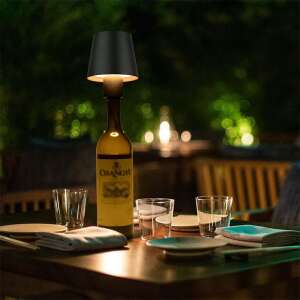 Lampă de masă LED reîncărcabilă Dollcini, neagră, lampă pentru sticlă de vin, pentru interior și exterior, control tactil, pentru casă, bar, restaurant - Dollcini