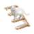 White cat climbing on a Dollcini wall mounted cat ladder, cat activity frame
