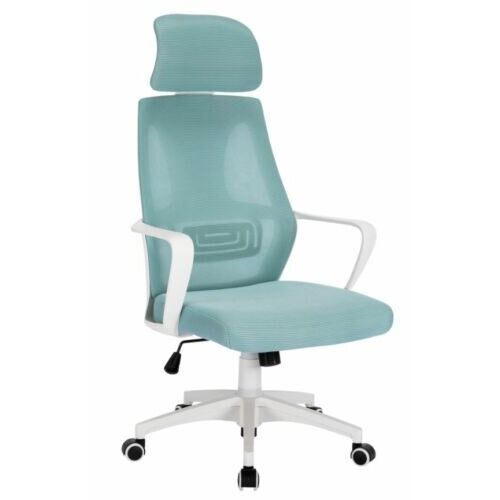 Scaun de birou US 131 verde mentă cu plasă și tetieră, vedere unghiulară