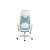 Vedere din spate a scaunului de birou verde mentă cu cadru alb și tetieră, model RK-892