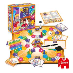 Настолна игра Party & Co. Junior, показваща игралното поле, картите и други компоненти - Настолна игра и Маса за джаги и аксесоари