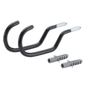 2 db fekete fém kerékpár kampó műanyag dübellel a falra szereléshez - BikeTrade