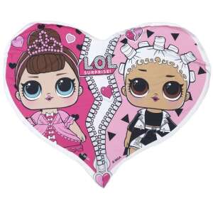 LOL Surprise heart-shaped beach towel with two dolls, pink and white, 115x90 cm - Towel
