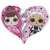 LOL Surprise heart-shaped beach towel with two dolls, pink and white, 115x90 cm