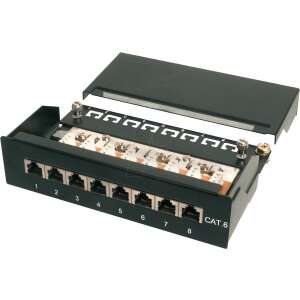 DIGITUS 8-port Cat6 patch panel, black, open view - Patch Panel