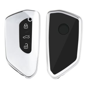 VW Key Cover - 3 Buttons, Silicone, Silver, 53868.04